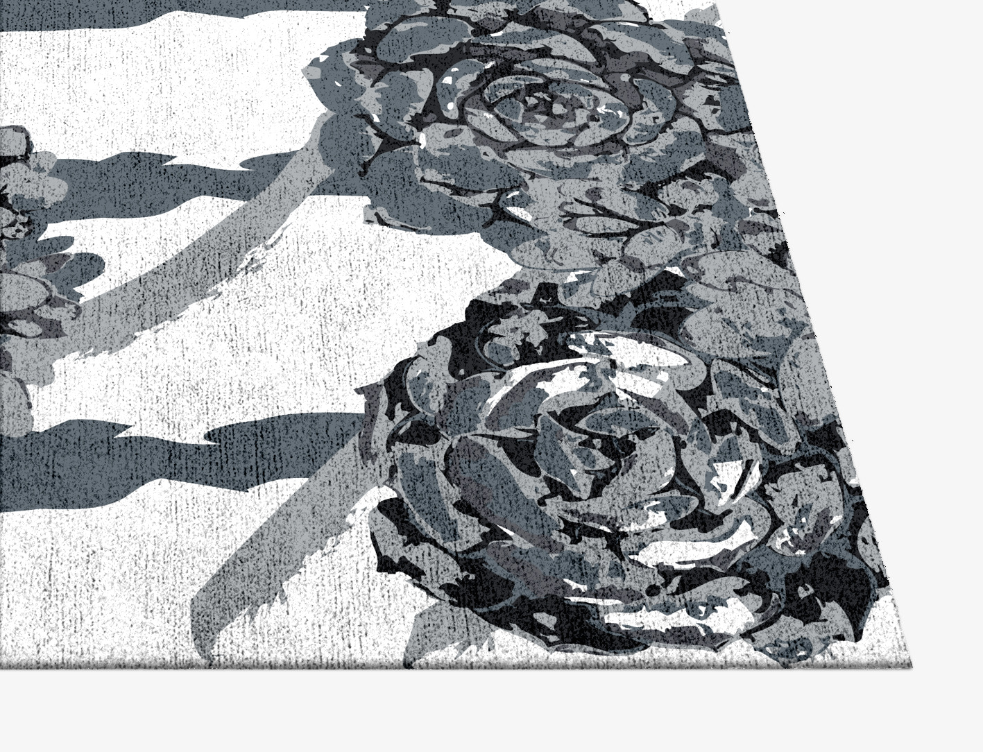 Intaglio Grey Monochrome Square Hand Knotted Bamboo Silk Custom Rug by Rug Artisan