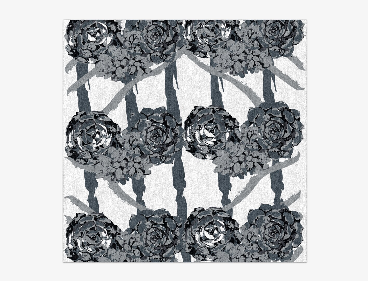 Intaglio Grey Monochrome Square Hand Knotted Tibetan Wool Custom Rug by Rug Artisan