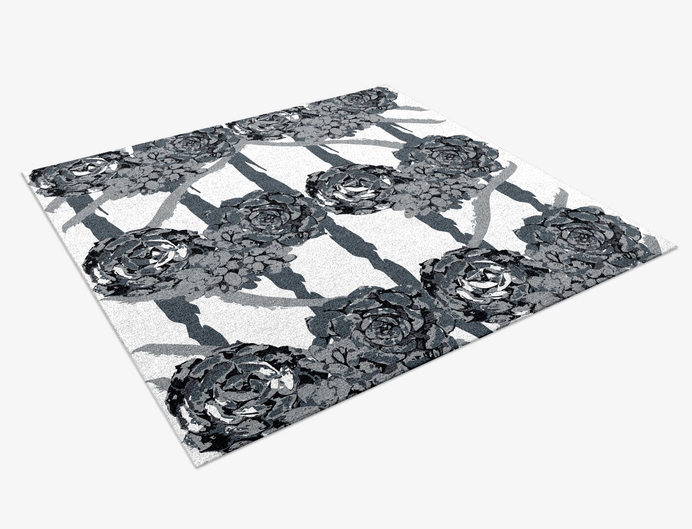Intaglio Grey Monochrome Square Hand Knotted Tibetan Wool Custom Rug by Rug Artisan