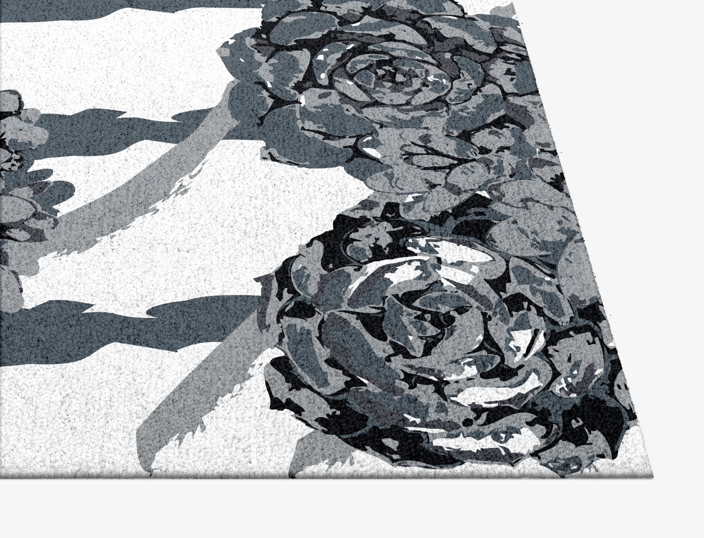 Intaglio Grey Monochrome Square Hand Knotted Tibetan Wool Custom Rug by Rug Artisan