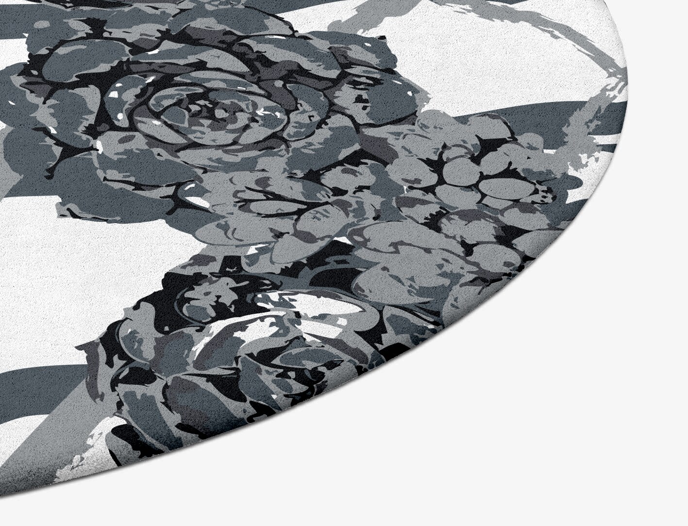Intaglio Grey Monochrome Oval Hand Tufted Pure Wool Custom Rug by Rug Artisan
