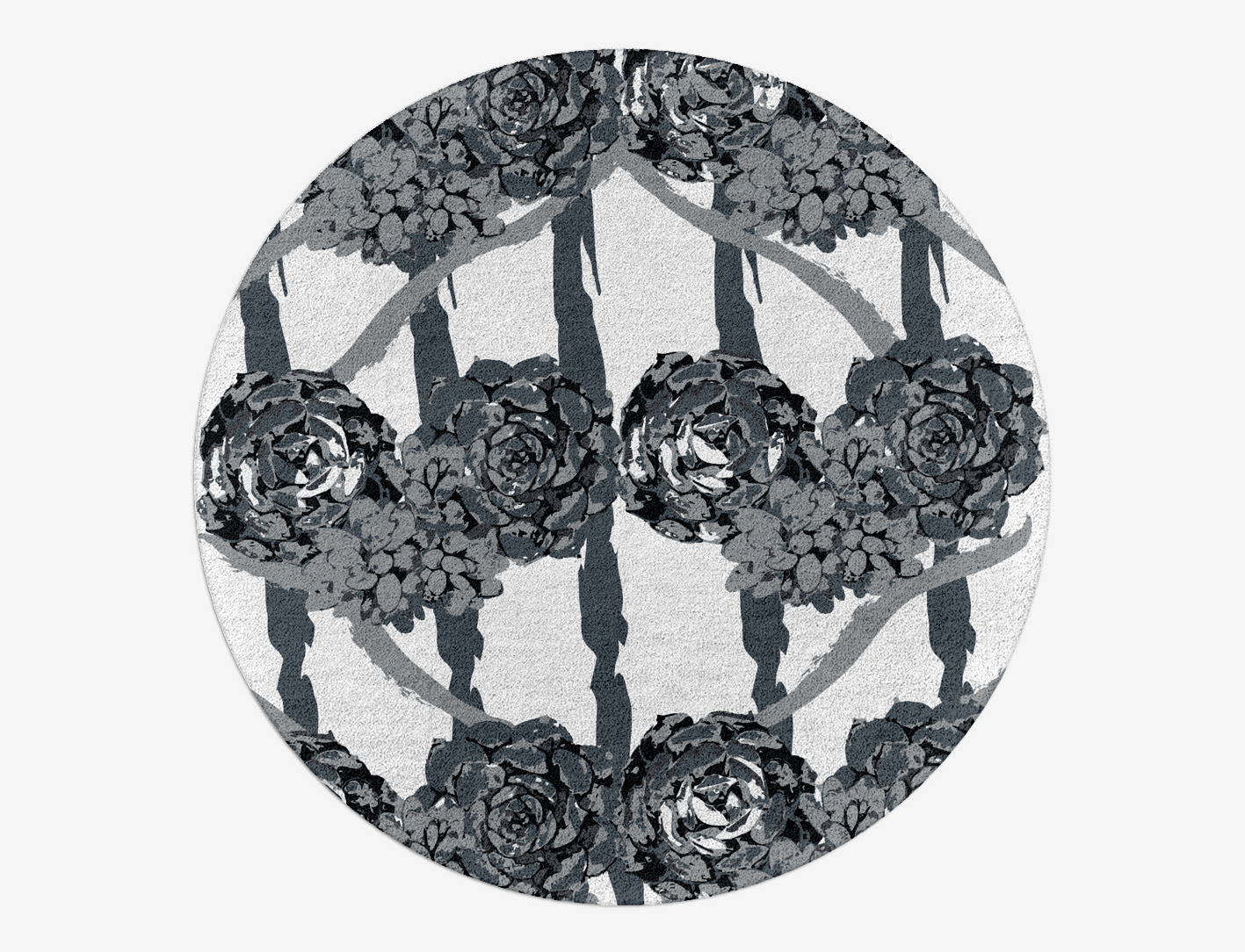 Intaglio Grey Monochrome Round Hand Tufted Pure Wool Custom Rug by Rug Artisan