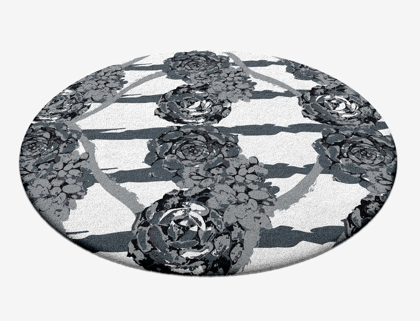 Intaglio Grey Monochrome Round Hand Tufted Pure Wool Custom Rug by Rug Artisan