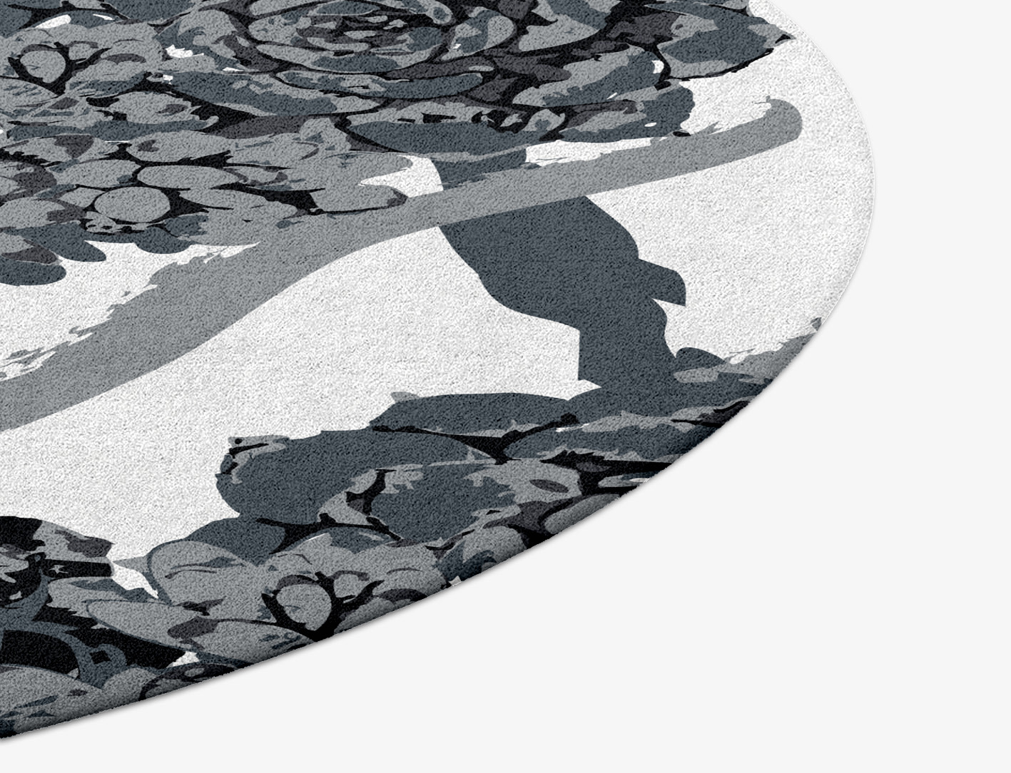Intaglio Grey Monochrome Round Hand Tufted Pure Wool Custom Rug by Rug Artisan