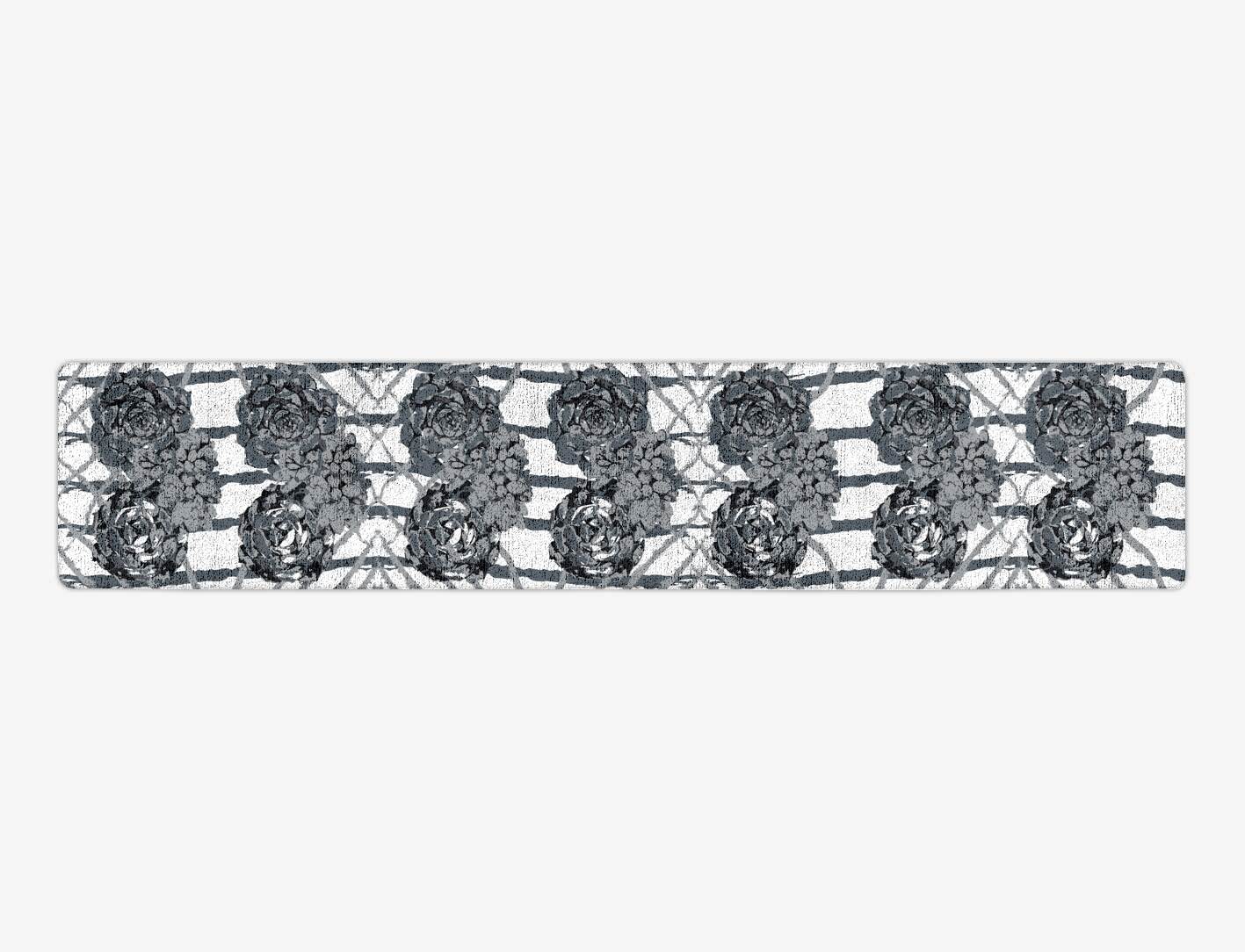 Intaglio Grey Monochrome Runner Hand Tufted Bamboo Silk Custom Rug by Rug Artisan