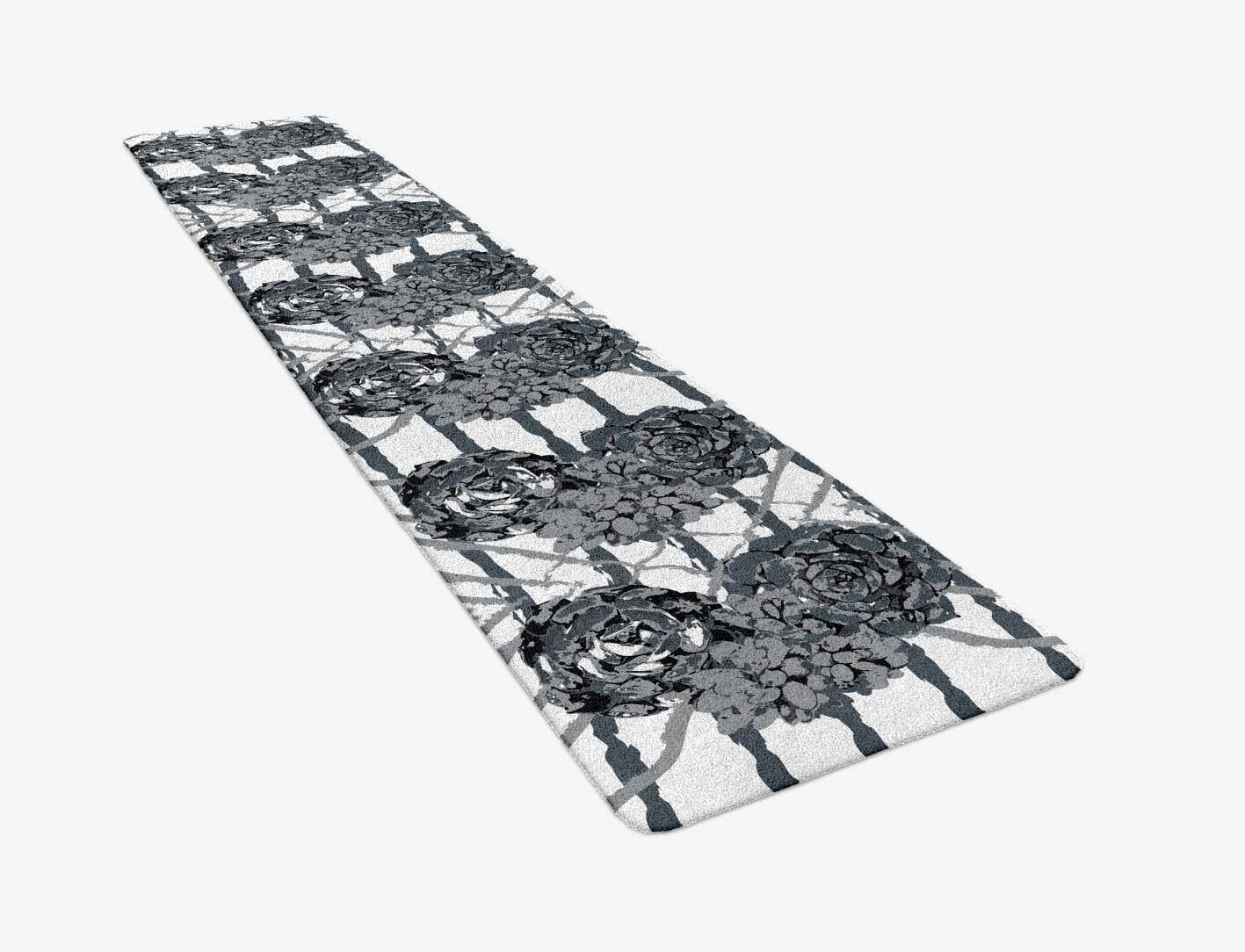 Intaglio Grey Monochrome Runner Hand Tufted Pure Wool Custom Rug by Rug Artisan