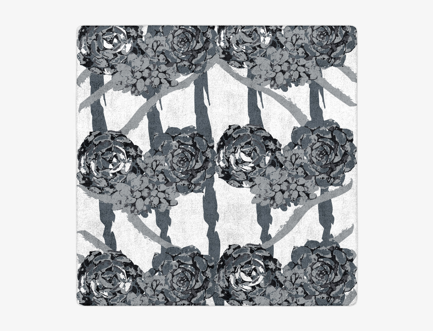 Intaglio Grey Monochrome Square Hand Tufted Bamboo Silk Custom Rug by Rug Artisan