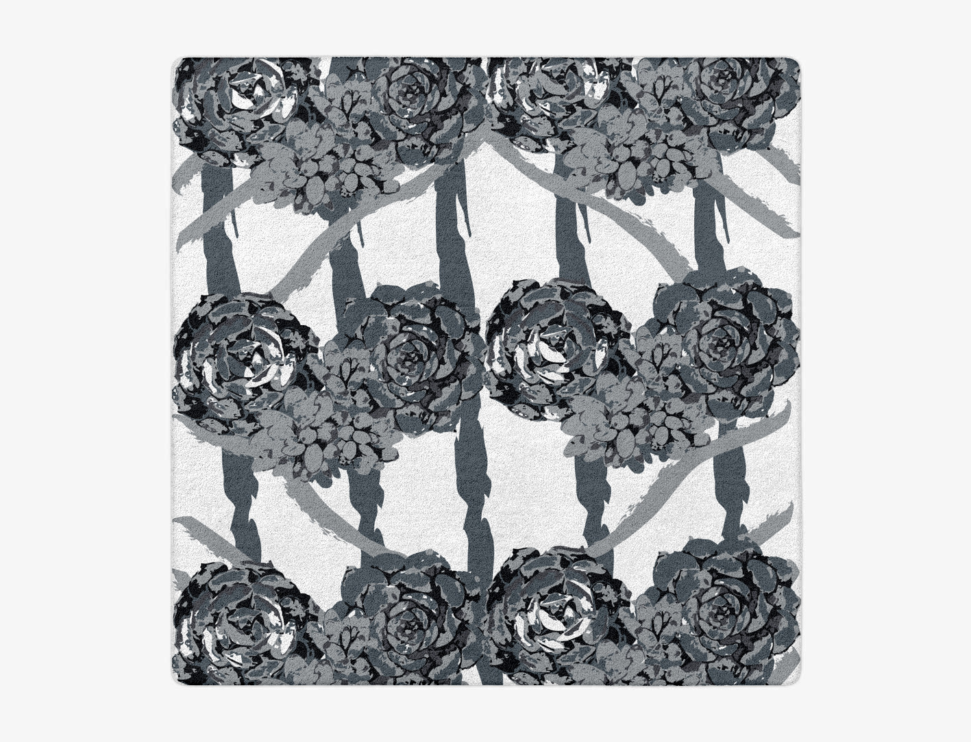 Intaglio Grey Monochrome Square Hand Tufted Pure Wool Custom Rug by Rug Artisan