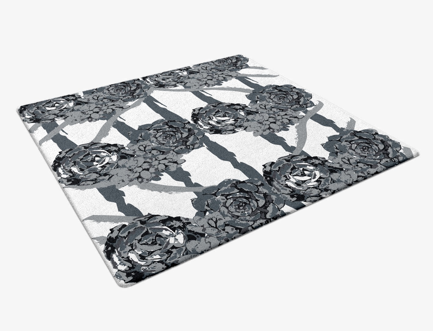 Intaglio Grey Monochrome Square Hand Tufted Pure Wool Custom Rug by Rug Artisan