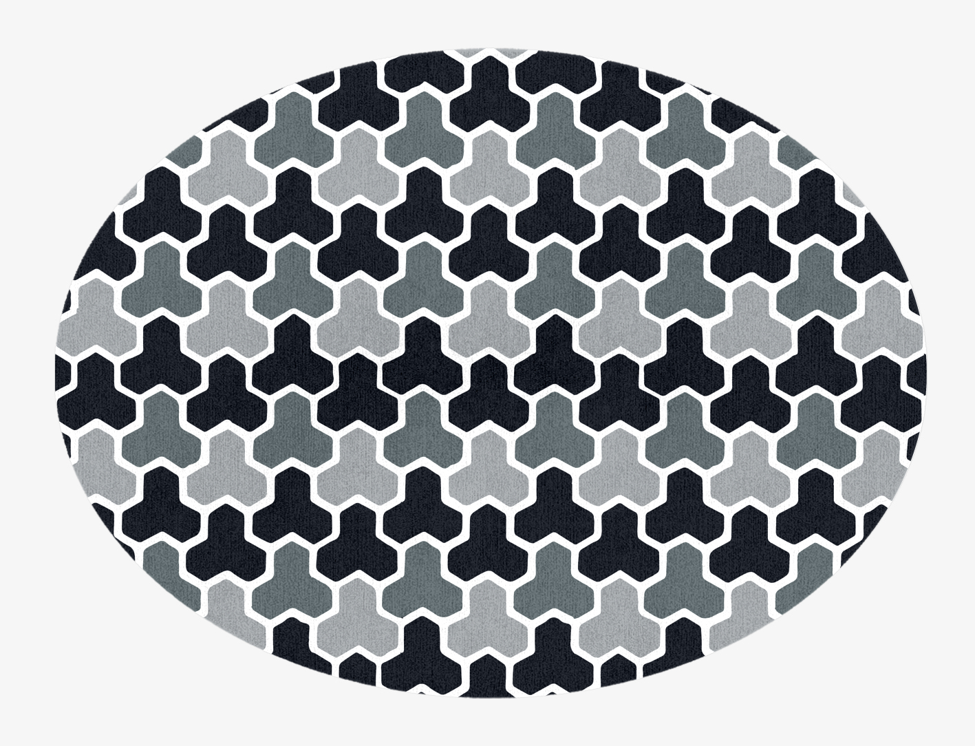 Interlocks Monochrome Oval Hand Knotted Tibetan Wool Custom Rug by Rug Artisan