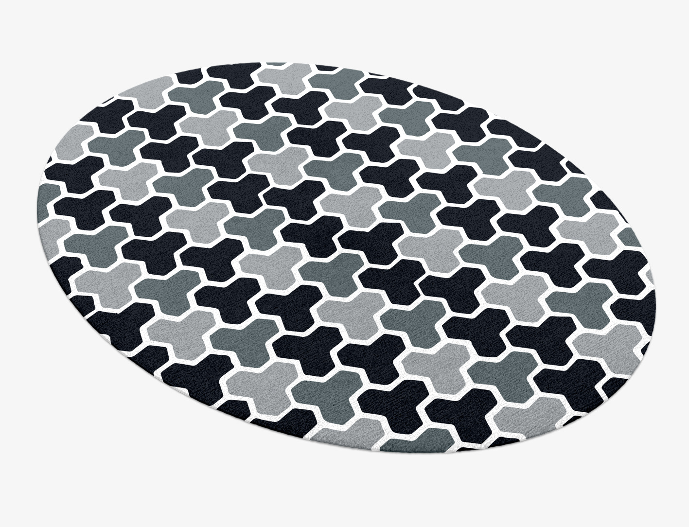 Interlocks Monochrome Oval Hand Knotted Tibetan Wool Custom Rug by Rug Artisan