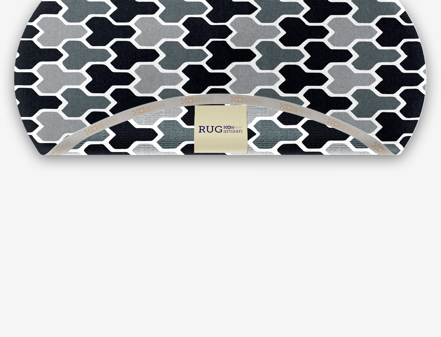 Interlocks Monochrome Oval Hand Knotted Tibetan Wool Custom Rug by Rug Artisan