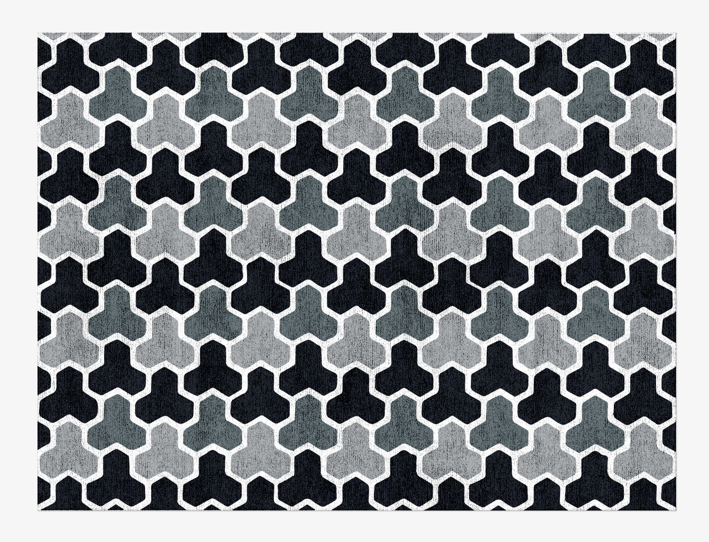 Interlocks Monochrome Rectangle Hand Knotted Bamboo Silk Custom Rug by Rug Artisan