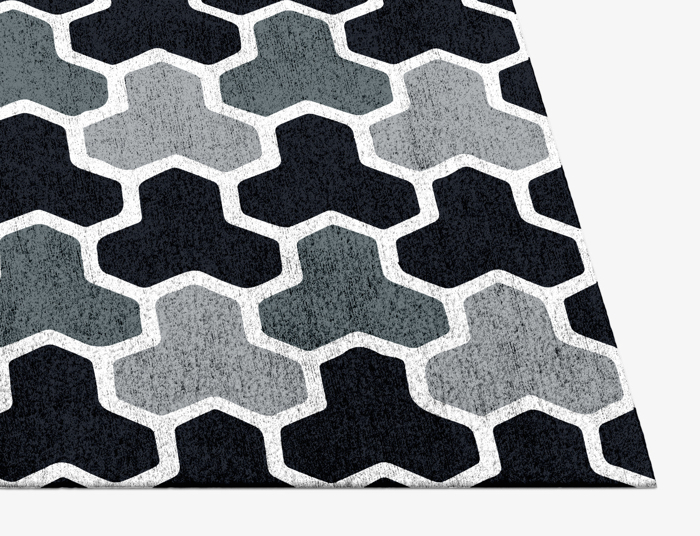 Interlocks Monochrome Rectangle Hand Knotted Bamboo Silk Custom Rug by Rug Artisan