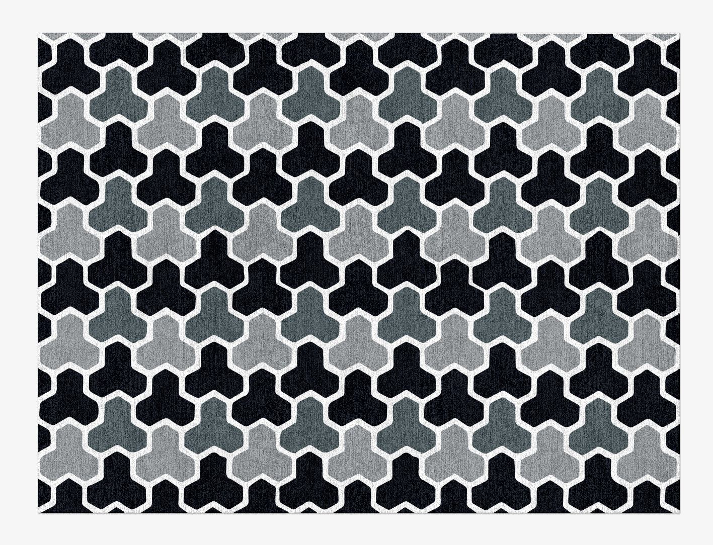 Interlocks Monochrome Rectangle Hand Knotted Tibetan Wool Custom Rug by Rug Artisan