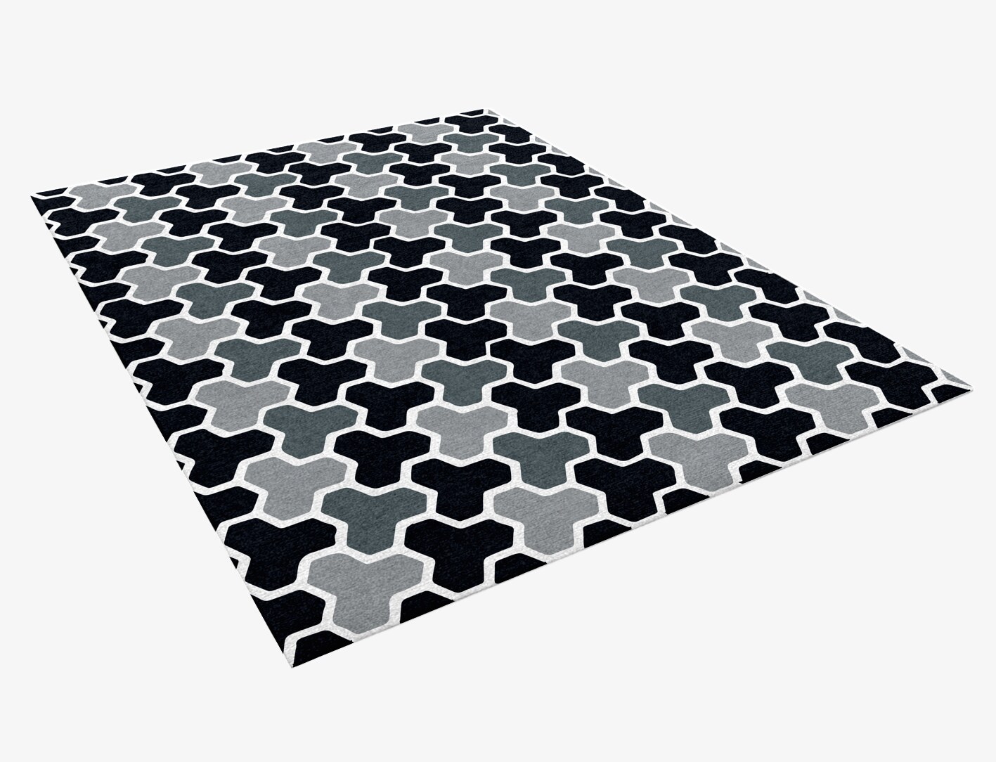 Interlocks Monochrome Rectangle Hand Knotted Tibetan Wool Custom Rug by Rug Artisan