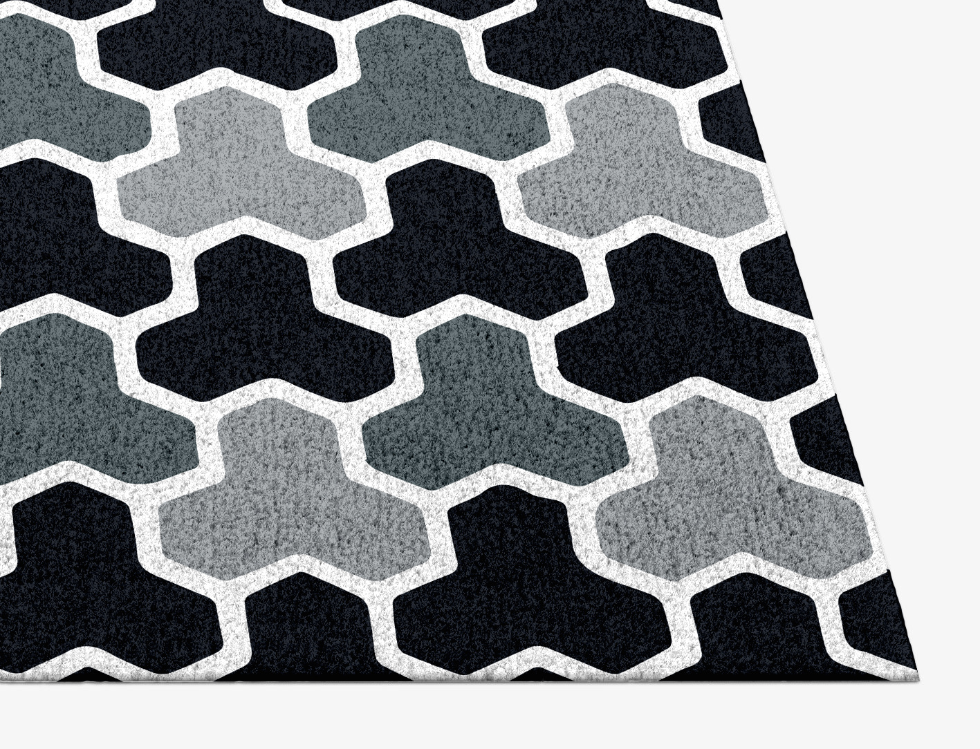 Interlocks Monochrome Rectangle Hand Knotted Tibetan Wool Custom Rug by Rug Artisan