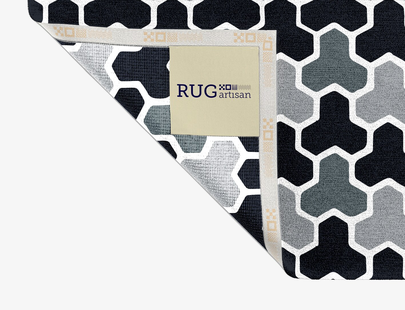Interlocks Monochrome Rectangle Hand Knotted Tibetan Wool Custom Rug by Rug Artisan