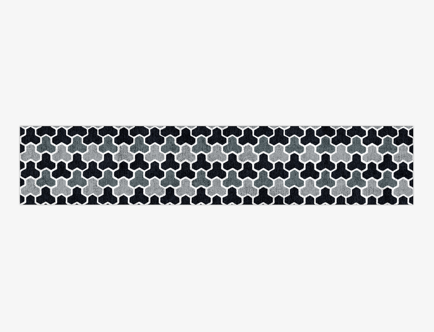 Interlocks Monochrome Runner Hand Knotted Bamboo Silk Custom Rug by Rug Artisan