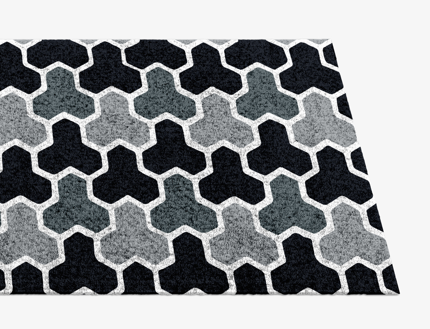 Interlocks Monochrome Runner Hand Knotted Bamboo Silk Custom Rug by Rug Artisan