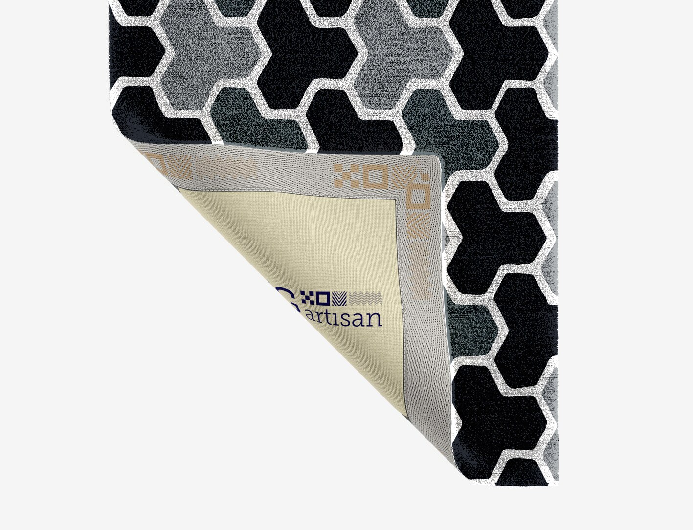 Interlocks Monochrome Runner Hand Knotted Bamboo Silk Custom Rug by Rug Artisan