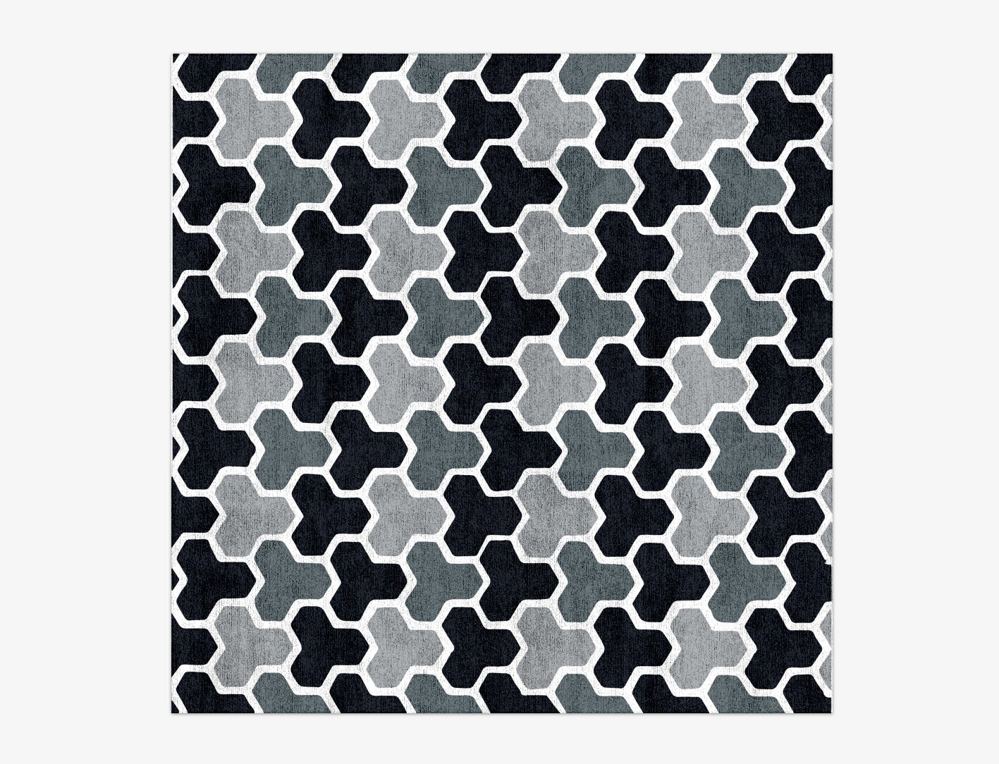 Interlocks Monochrome Square Hand Knotted Bamboo Silk Custom Rug by Rug Artisan