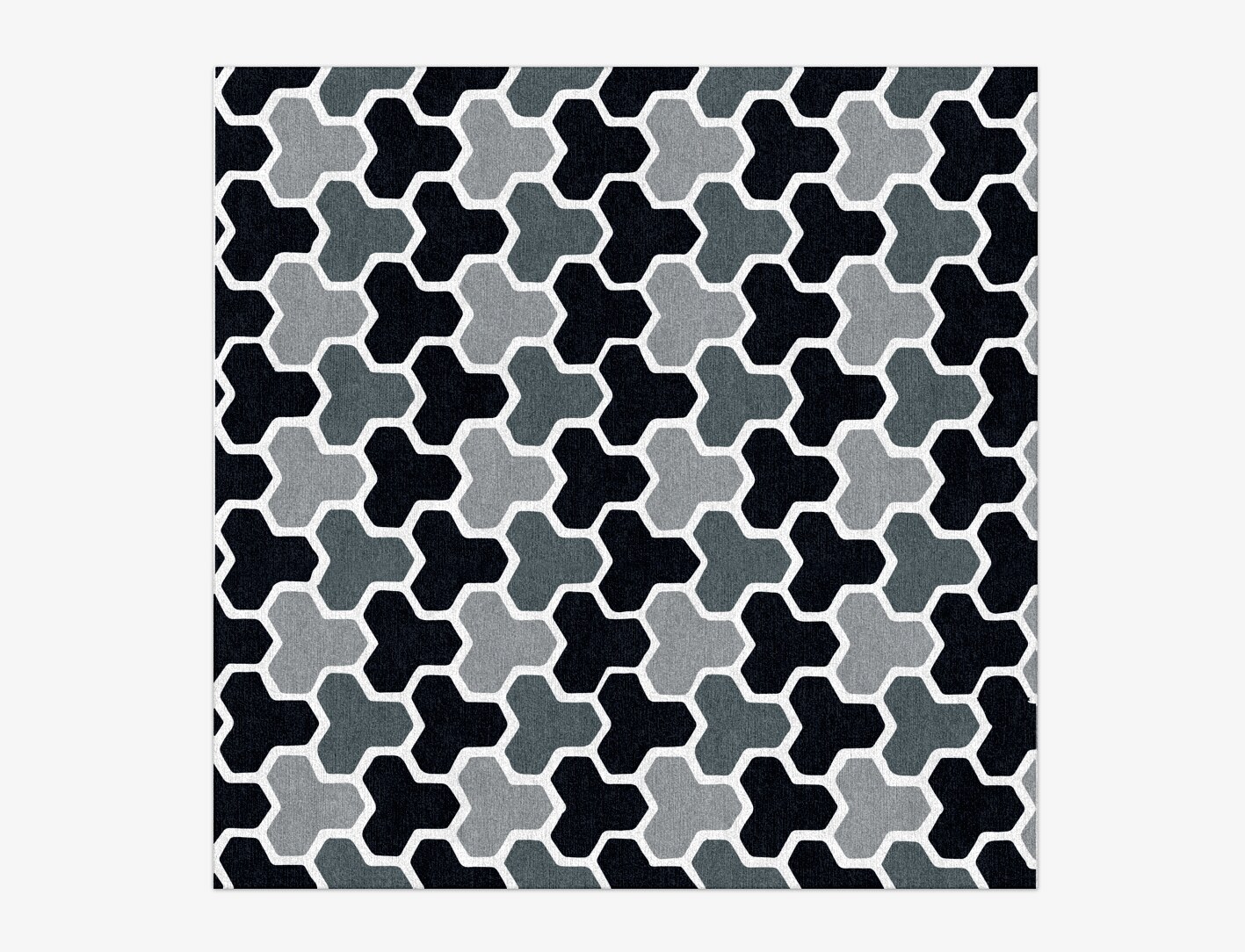 Interlocks Monochrome Square Hand Knotted Tibetan Wool Custom Rug by Rug Artisan