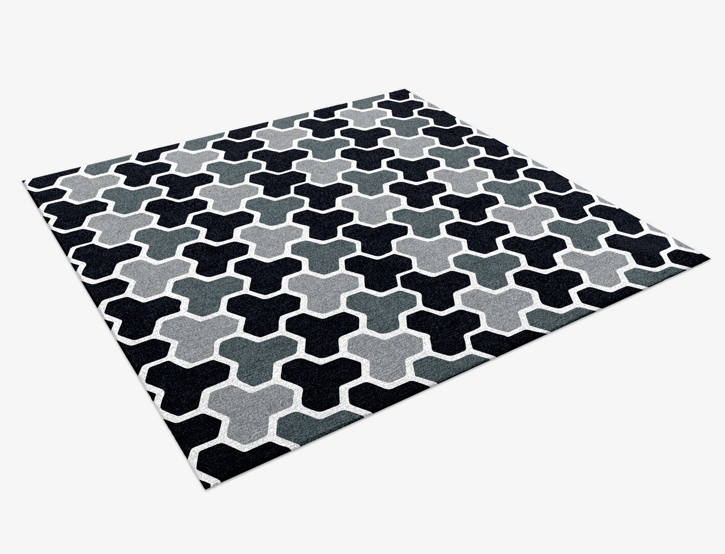 Interlocks Monochrome Square Hand Knotted Tibetan Wool Custom Rug by Rug Artisan