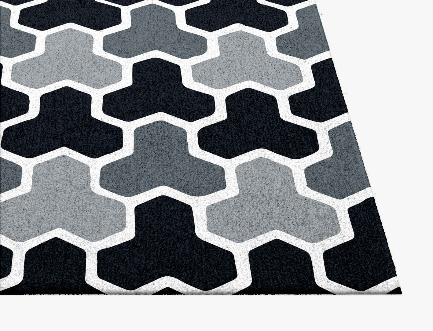 Interlocks Monochrome Square Hand Knotted Tibetan Wool Custom Rug by Rug Artisan