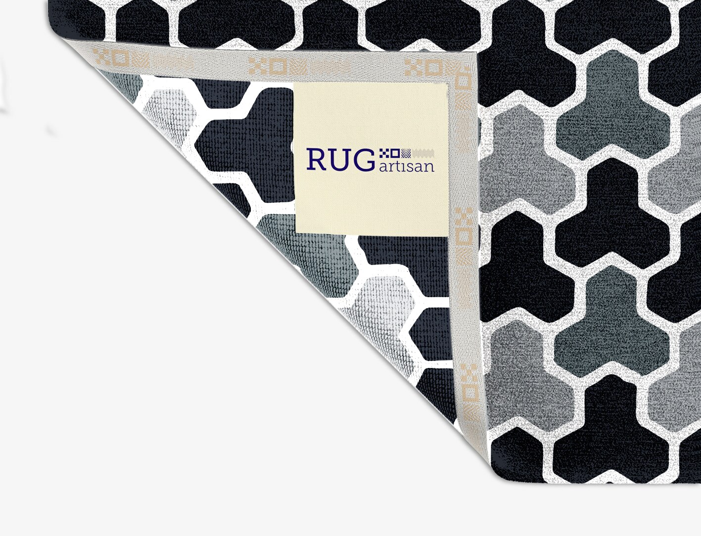 Interlocks Monochrome Square Hand Knotted Tibetan Wool Custom Rug by Rug Artisan