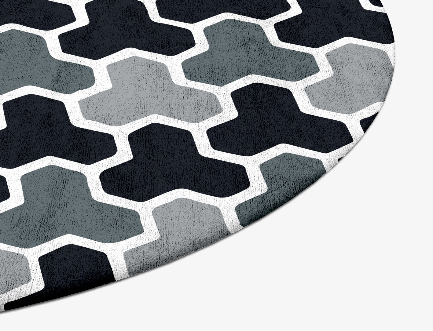 Interlocks Monochrome Oval Hand Tufted Bamboo Silk Custom Rug by Rug Artisan