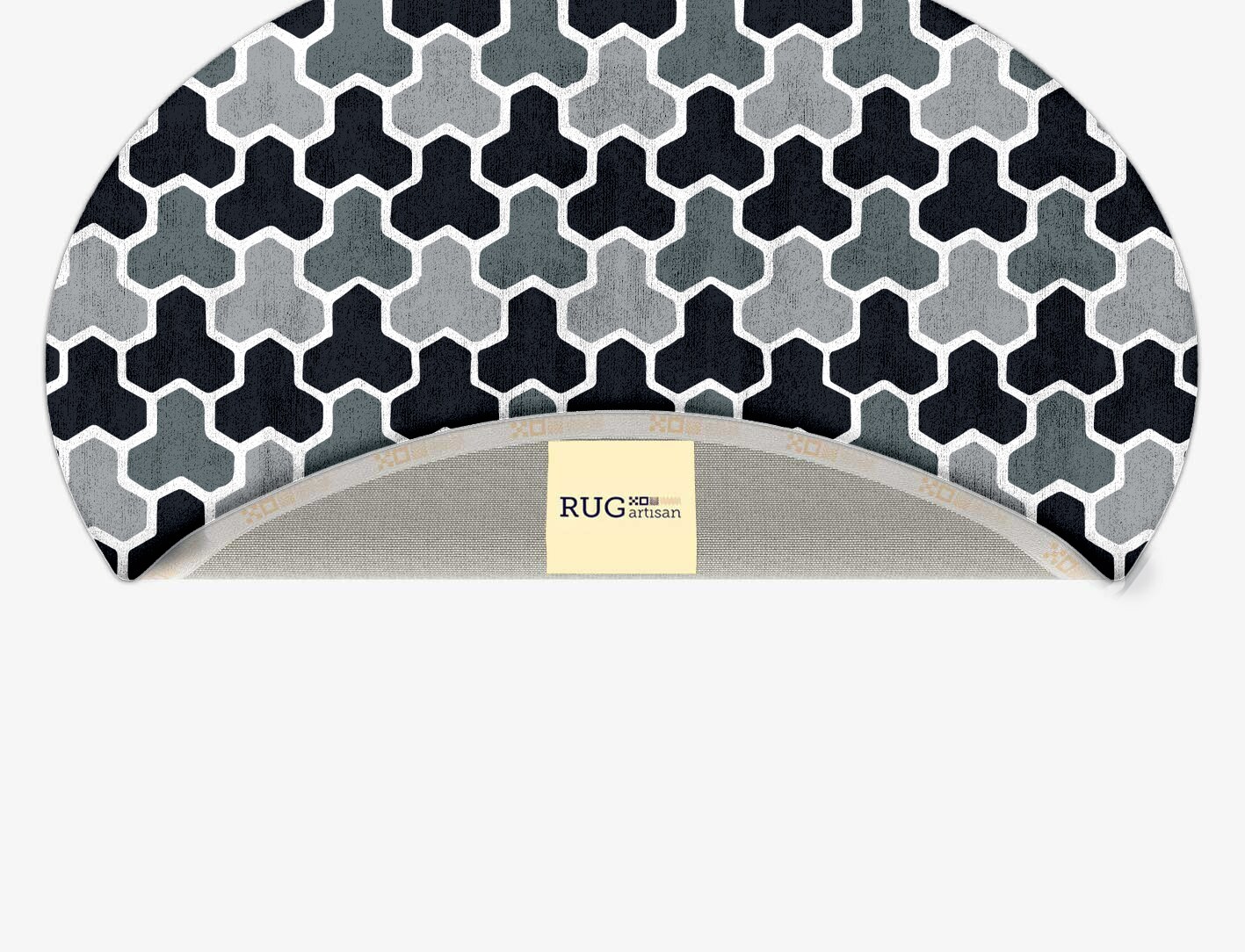 Interlocks Monochrome Oval Hand Tufted Bamboo Silk Custom Rug by Rug Artisan
