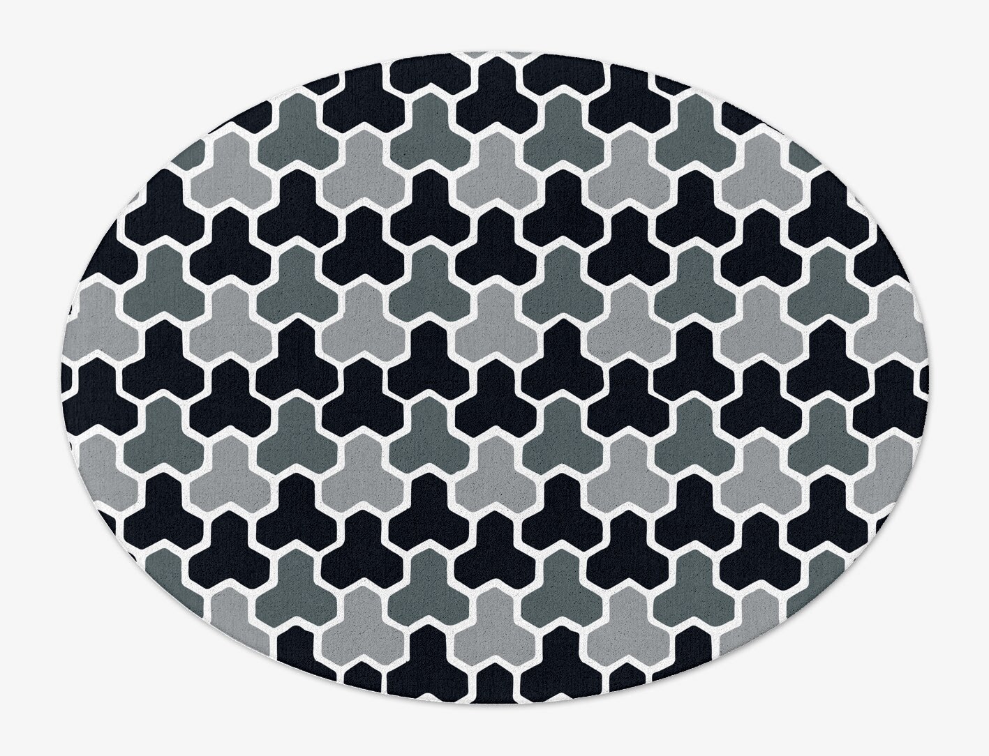Interlocks Monochrome Oval Hand Tufted Pure Wool Custom Rug by Rug Artisan