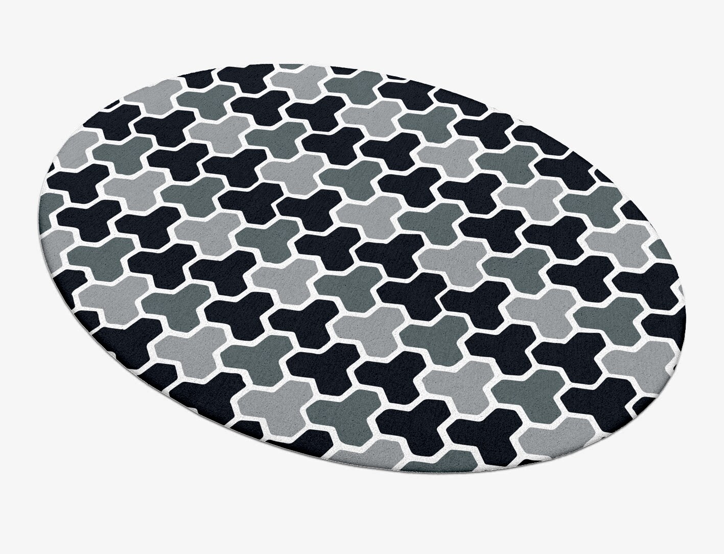 Interlocks Monochrome Oval Hand Tufted Pure Wool Custom Rug by Rug Artisan