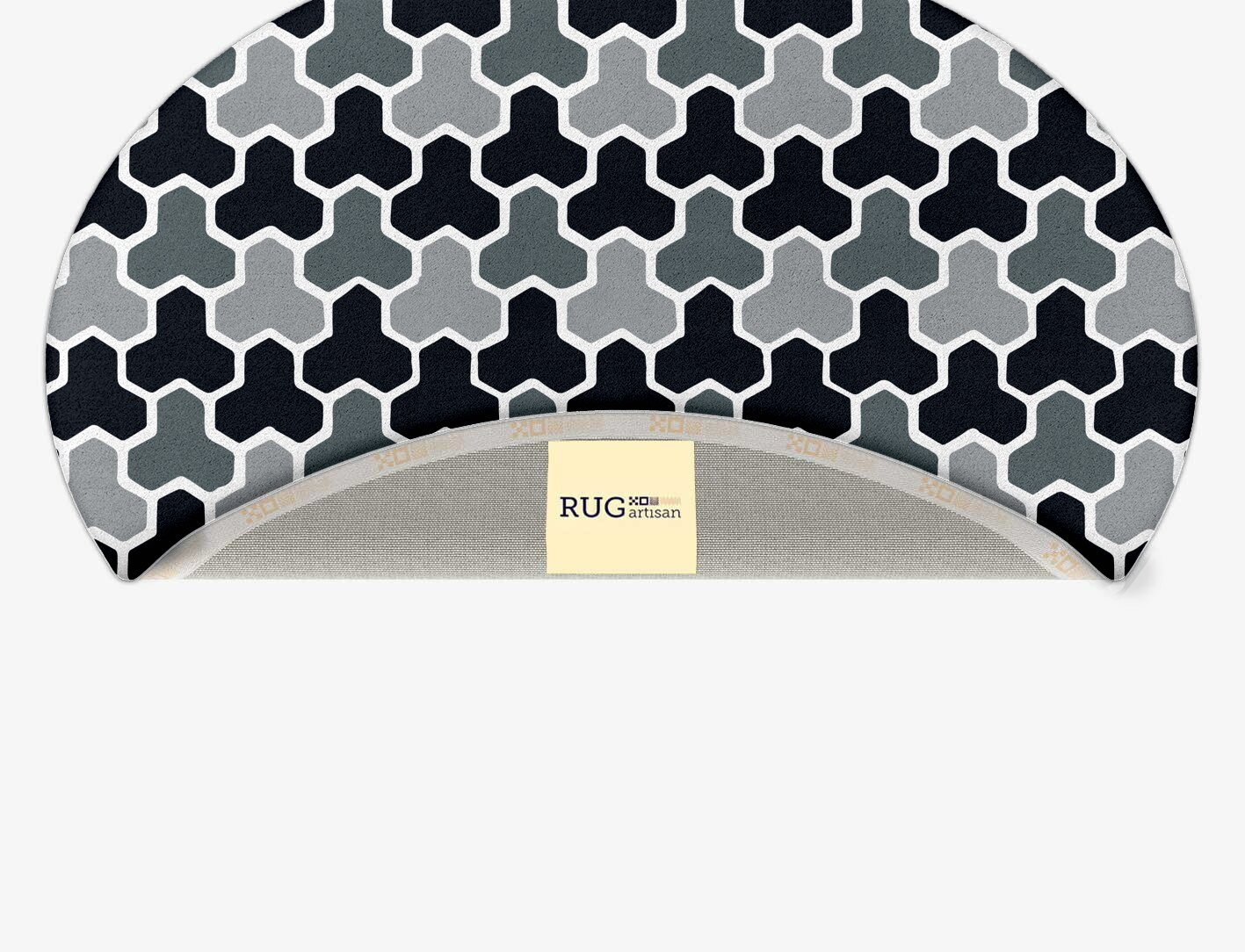 Interlocks Monochrome Oval Hand Tufted Pure Wool Custom Rug by Rug Artisan