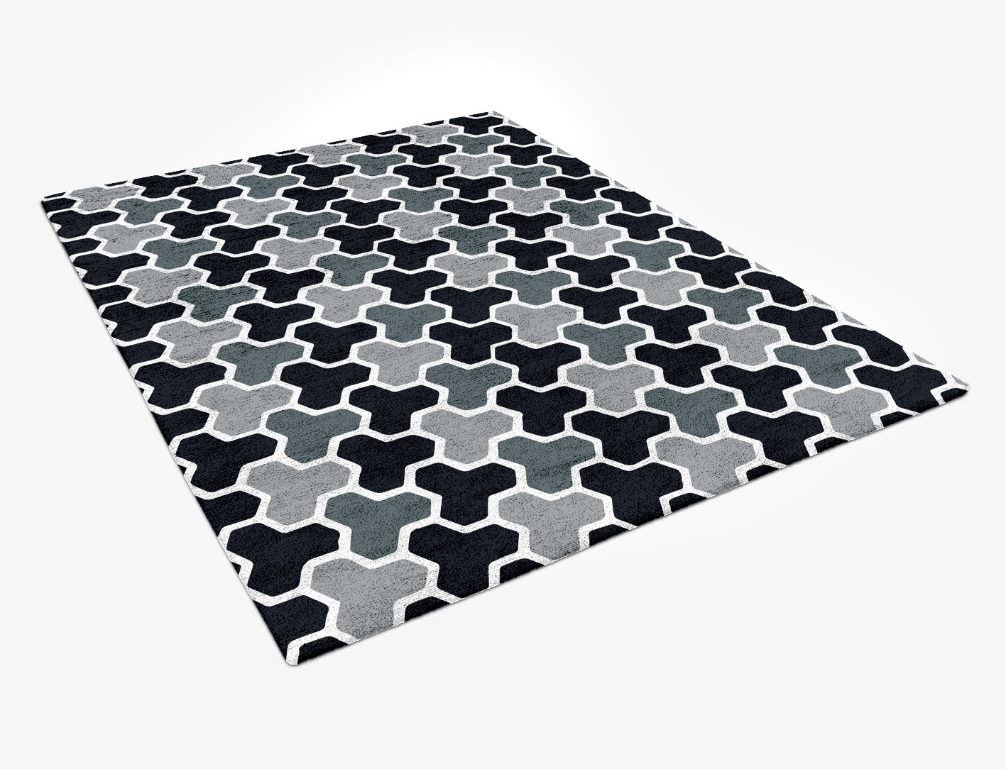 Interlocks Monochrome Rectangle Hand Tufted Bamboo Silk Custom Rug by Rug Artisan