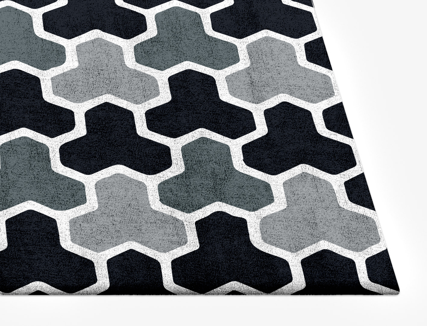 Interlocks Monochrome Rectangle Hand Tufted Bamboo Silk Custom Rug by Rug Artisan