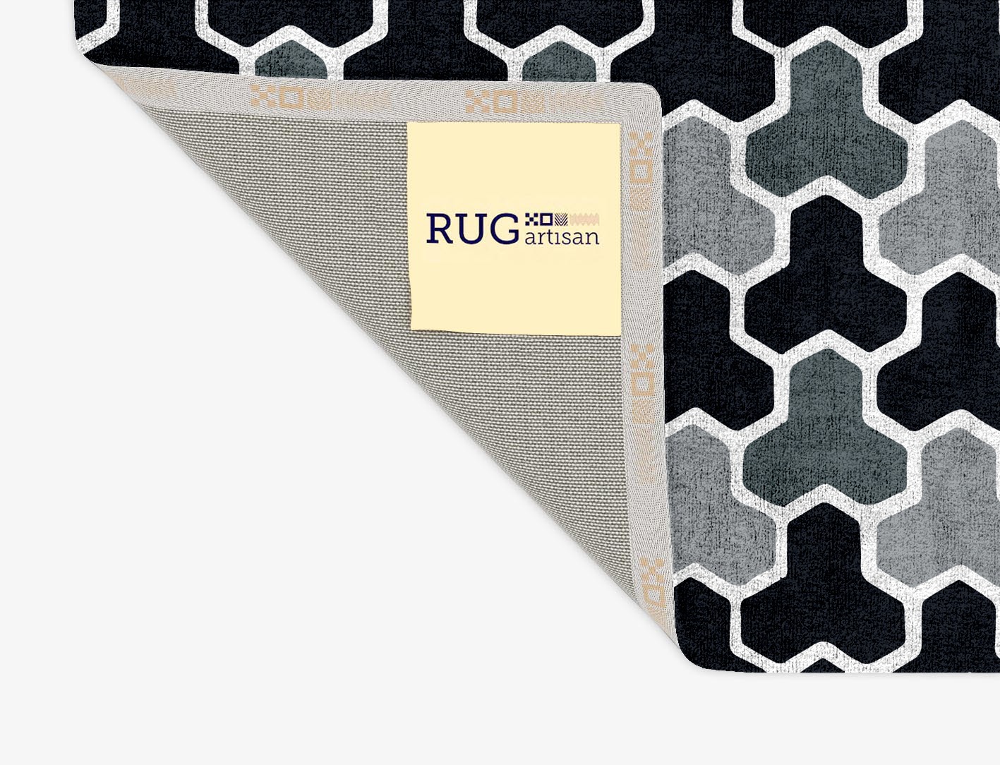 Interlocks Monochrome Rectangle Hand Tufted Bamboo Silk Custom Rug by Rug Artisan