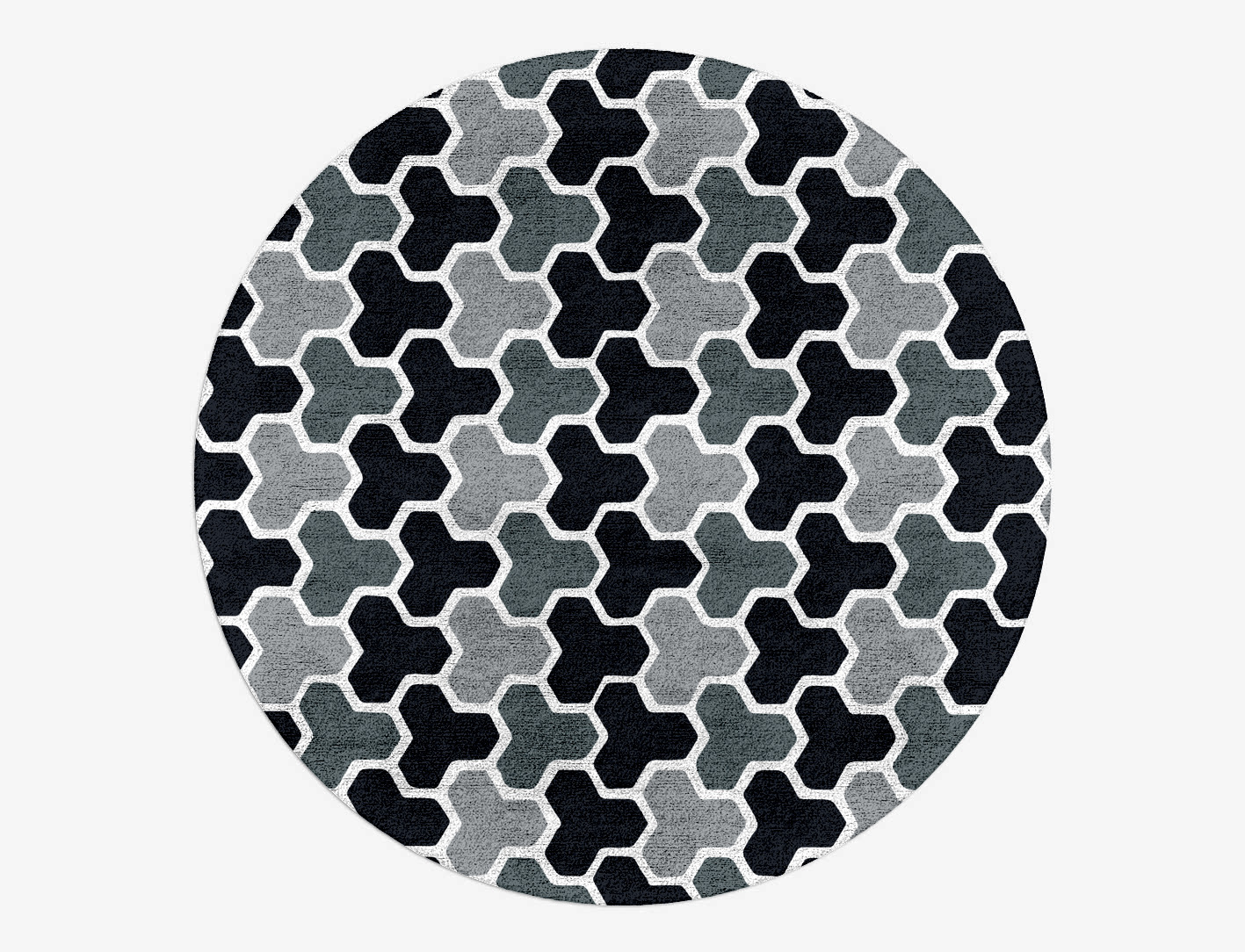 Interlocks Monochrome Round Hand Tufted Bamboo Silk Custom Rug by Rug Artisan