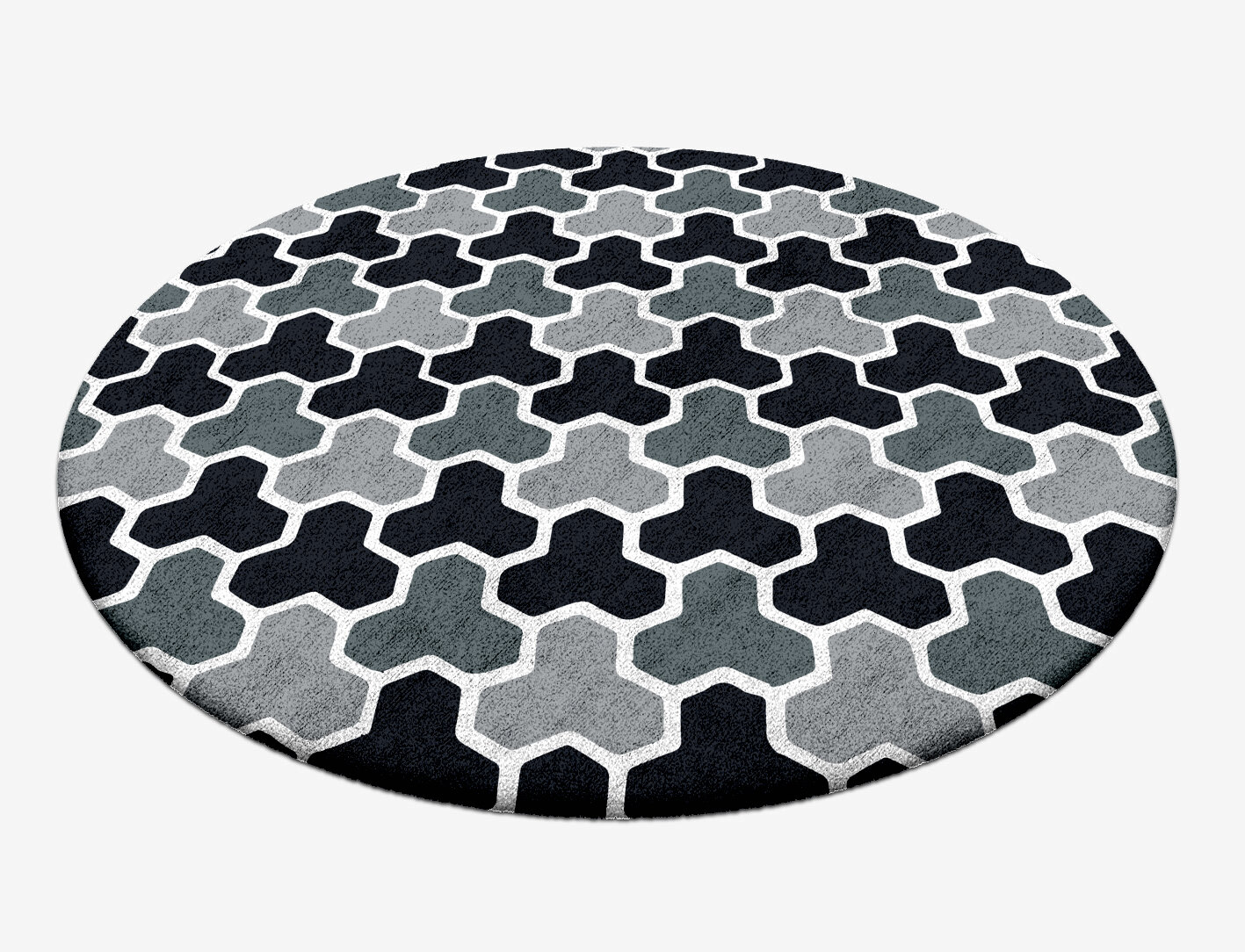 Interlocks Monochrome Round Hand Tufted Bamboo Silk Custom Rug by Rug Artisan