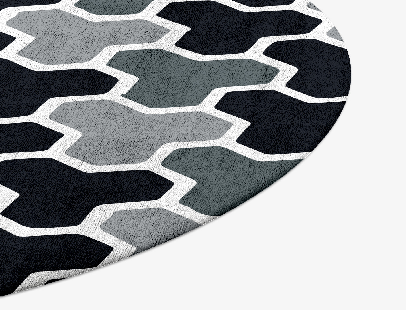 Interlocks Monochrome Round Hand Tufted Bamboo Silk Custom Rug by Rug Artisan