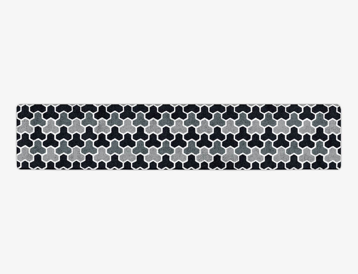 Interlocks Monochrome Runner Hand Tufted Bamboo Silk Custom Rug by Rug Artisan