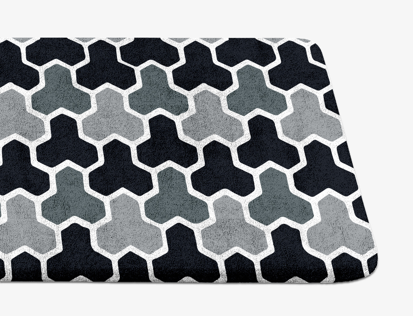 Interlocks Monochrome Runner Hand Tufted Bamboo Silk Custom Rug by Rug Artisan