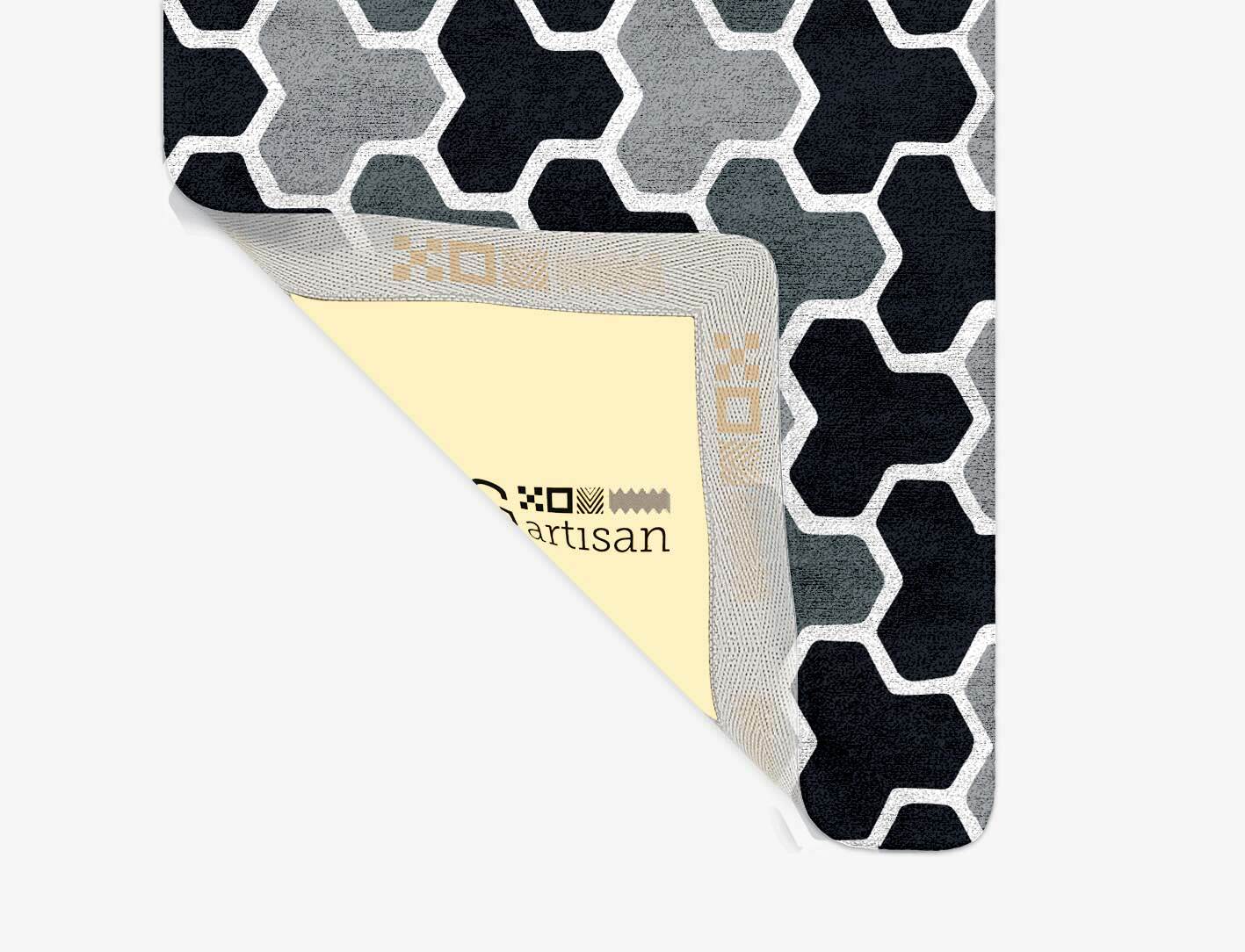 Interlocks Monochrome Runner Hand Tufted Bamboo Silk Custom Rug by Rug Artisan