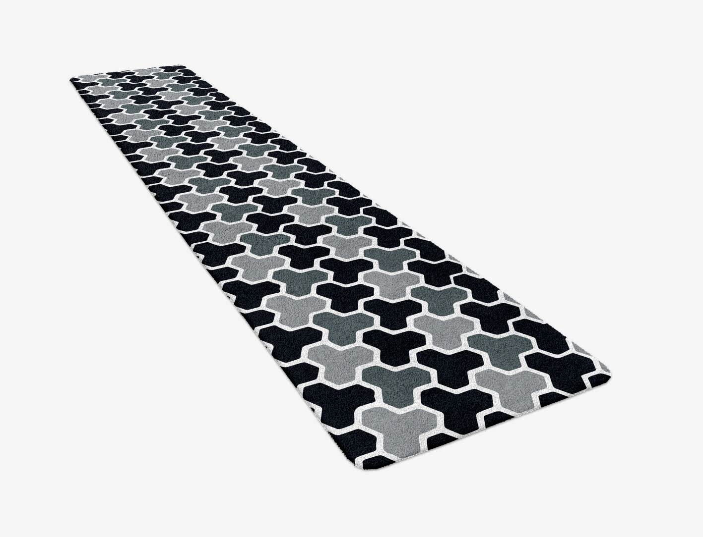 Interlocks Monochrome Runner Hand Tufted Pure Wool Custom Rug by Rug Artisan
