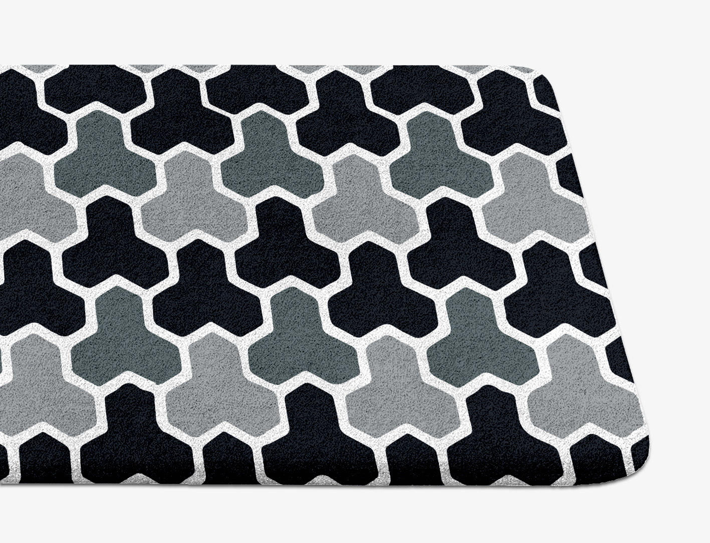 Interlocks Monochrome Runner Hand Tufted Pure Wool Custom Rug by Rug Artisan