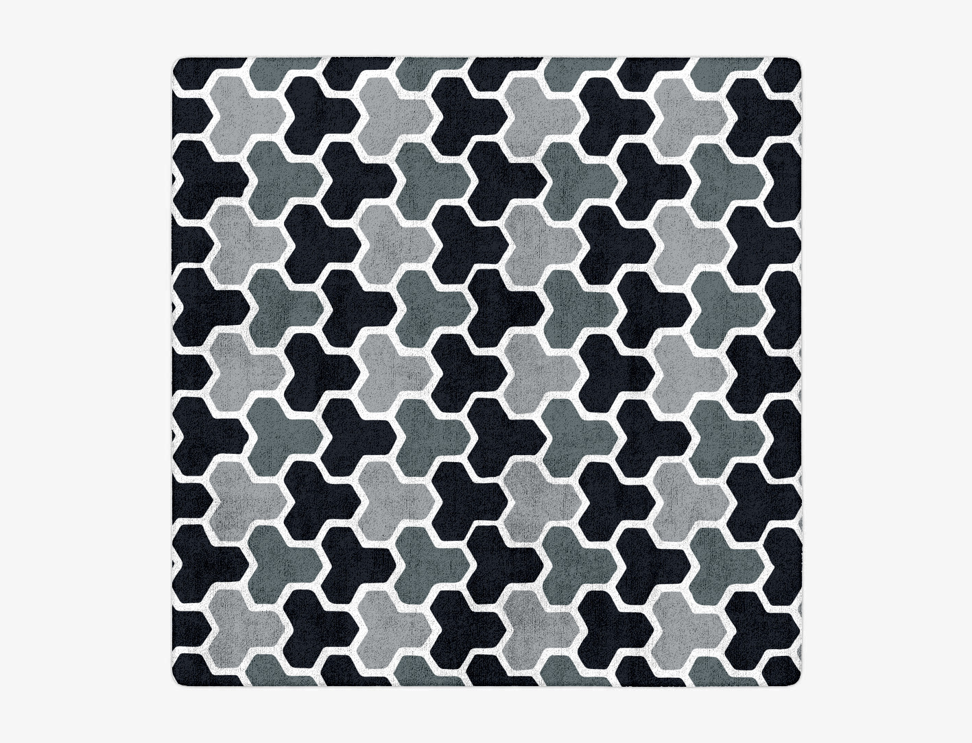 Interlocks Monochrome Square Hand Tufted Bamboo Silk Custom Rug by Rug Artisan