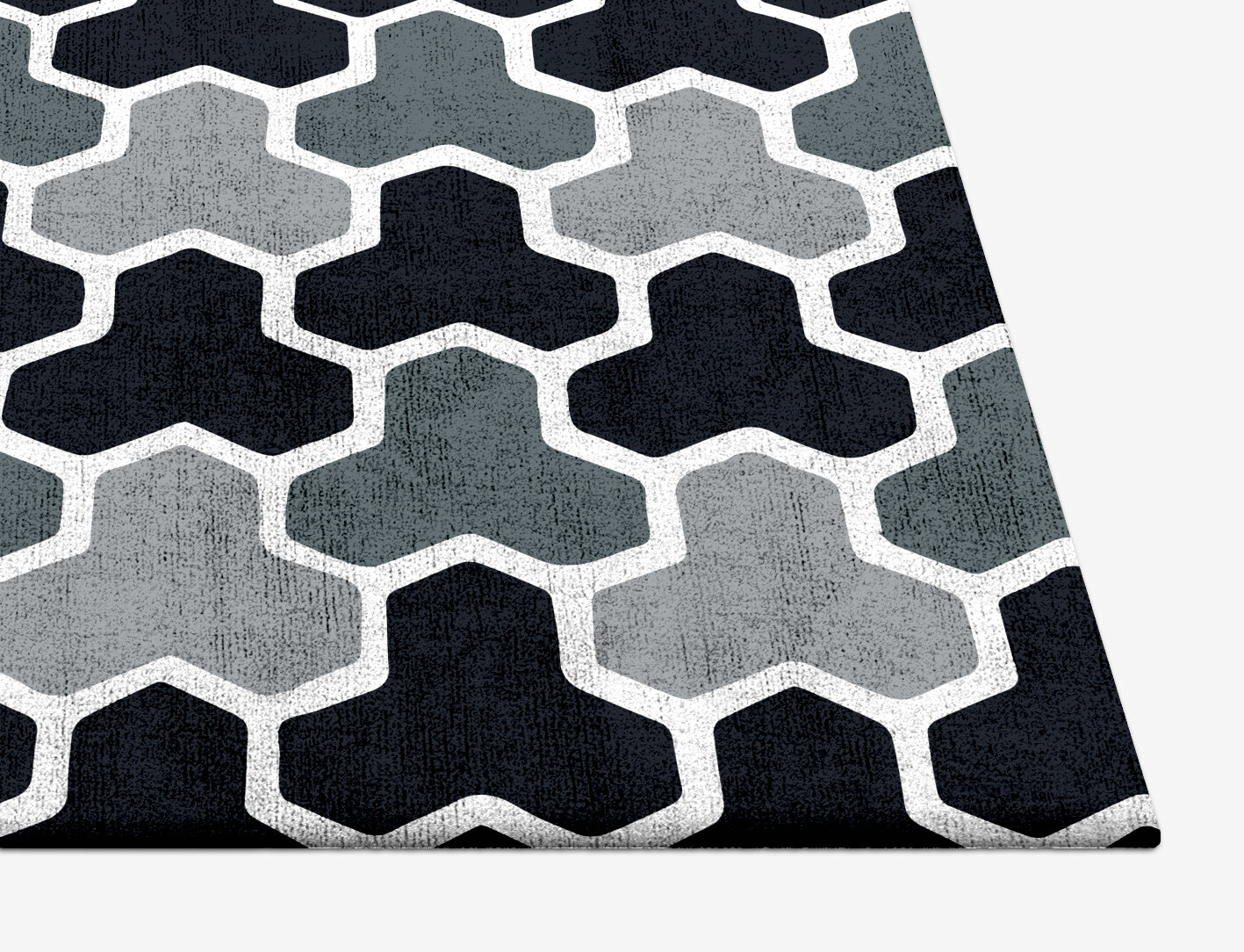 Interlocks Monochrome Square Hand Tufted Bamboo Silk Custom Rug by Rug Artisan