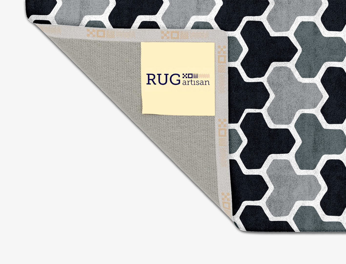 Interlocks Monochrome Square Hand Tufted Bamboo Silk Custom Rug by Rug Artisan