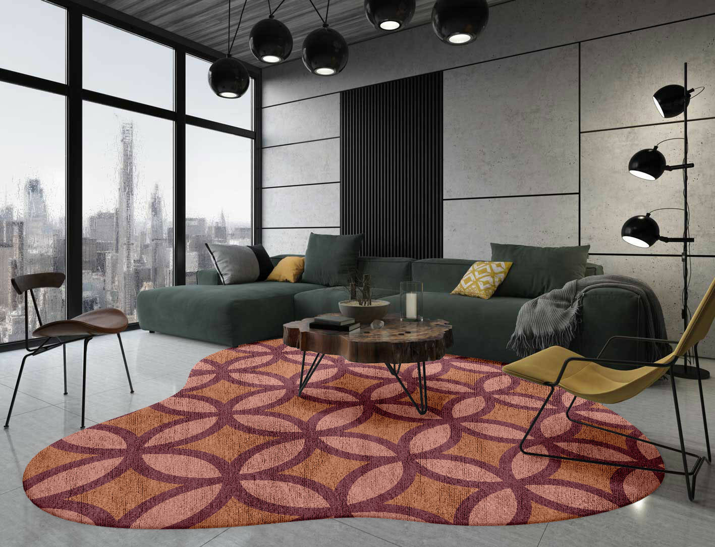 Intersections Modern Geometrics Splash Hand Knotted Bamboo Silk Custom Rug by Rug Artisan